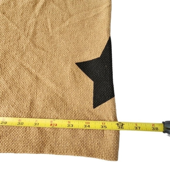 Burlap woven star print rustic window curtain valance 6ft long - Picture 11 of 13